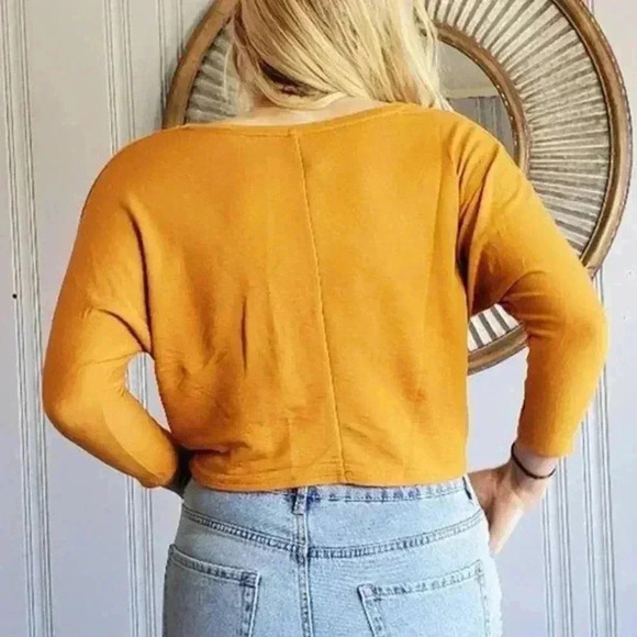 Tresics Long Sleeve Mustard Yellow Crop Top - S - Picture 4 of 7